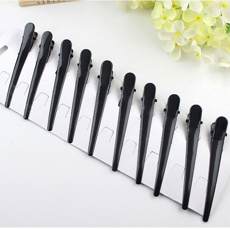 10pcs Black Plastic Single Prong DIY Hairstyle Alligator Hair Clip 3.1" Lo.l8