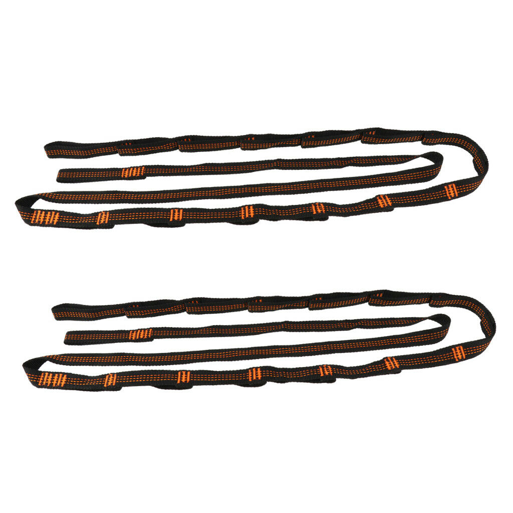 2pcs Adjustable Tree Hanging Hammock Nylon Strap Rope 280cm Camping Orange