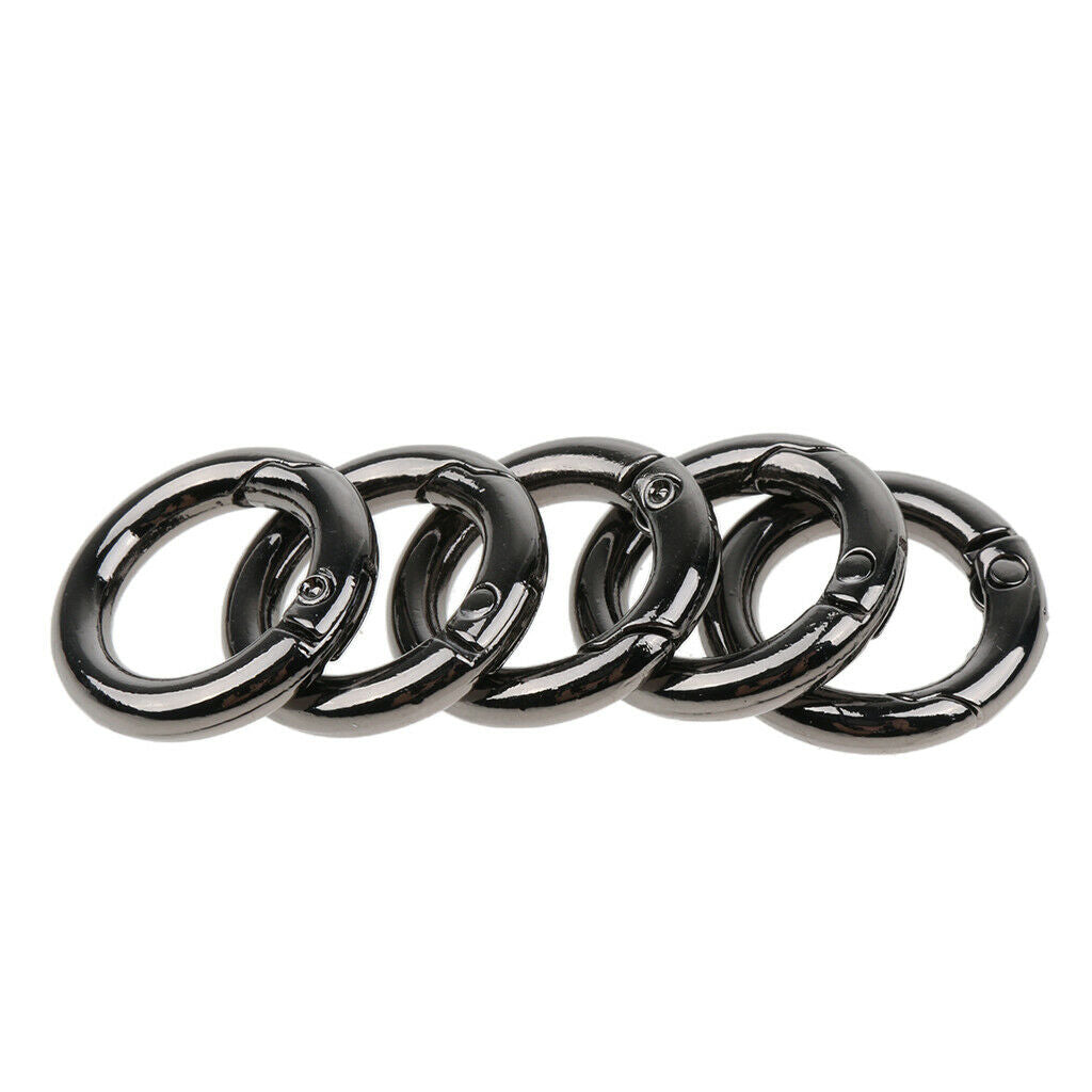 5pcs Round Carabiners Camping Spring Snap Clip Keychain Holder Black 10mm