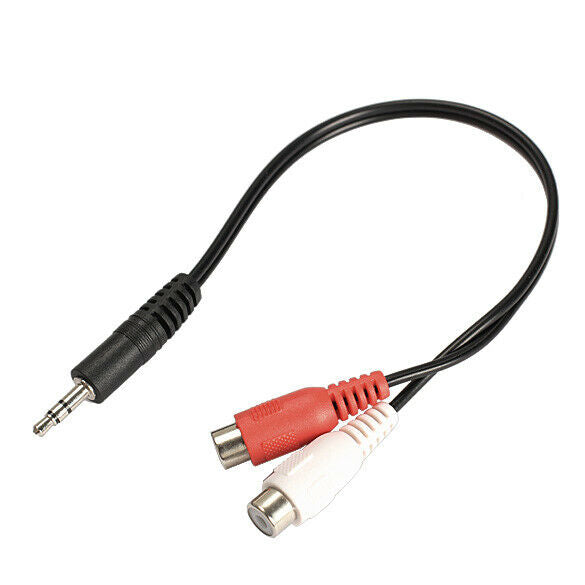 3.5mm Male to 2 RCA Female Jack Stereo Audio Cable Converter Adapter DC3 @