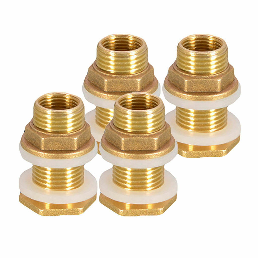 4x Solid Brass Water Tank Connector DN15 M1/2'' for Water Tanks Garden