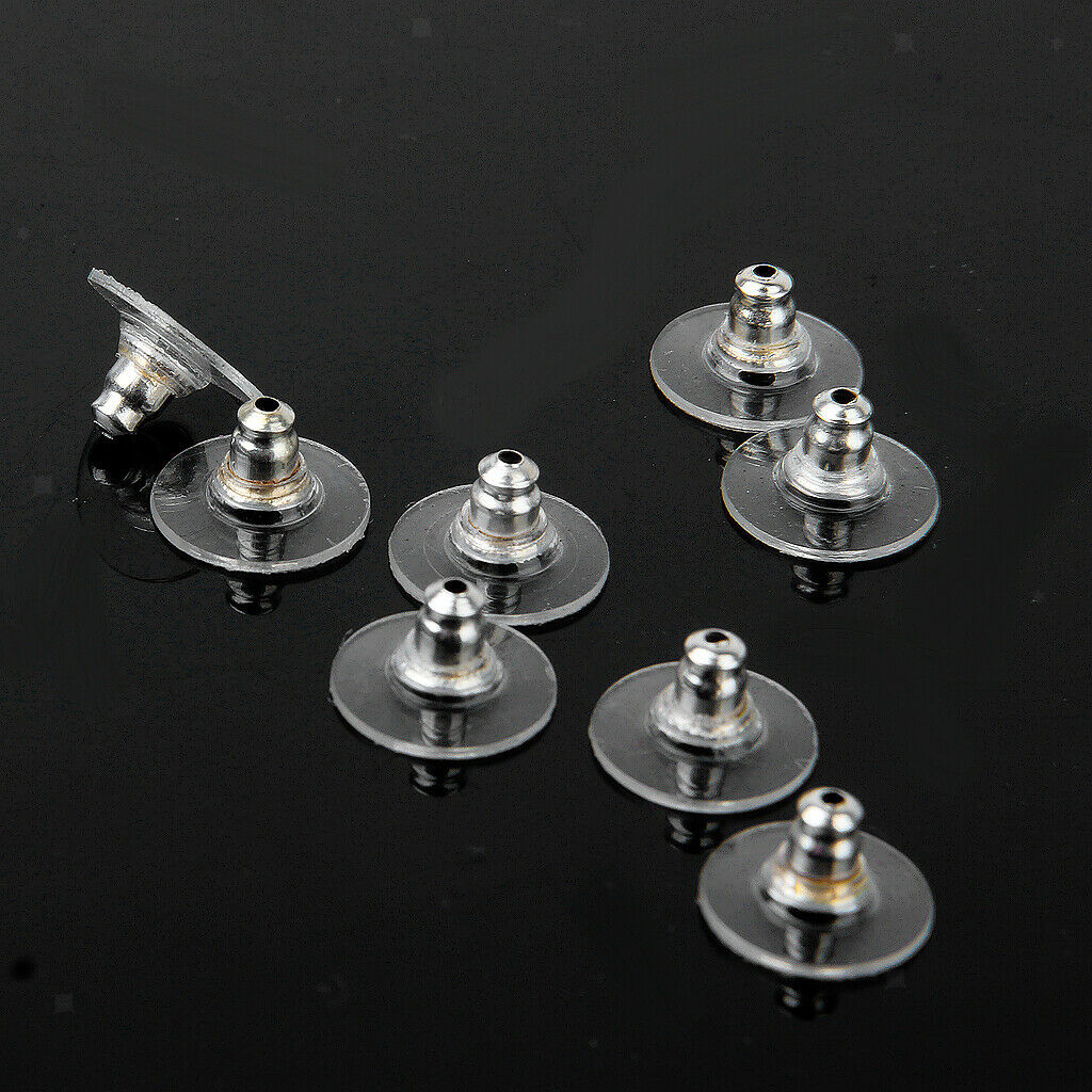 50Pcs Ear Studs Backs Clutch Plastic Pad For Earrings DIY Craft Kit Jewelrys