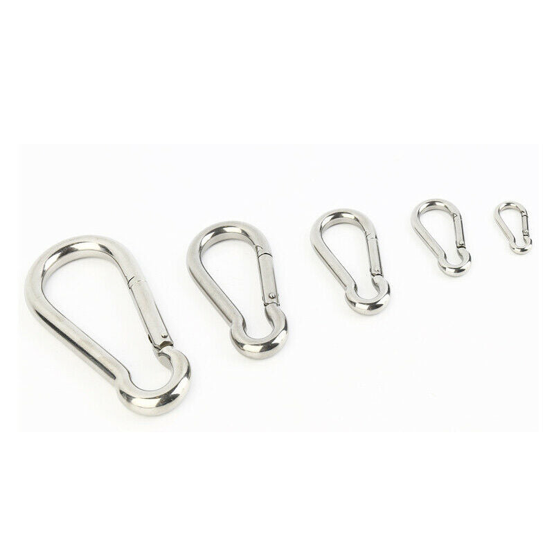 5PCS Marine Grade Stainless Steel Spring Snap Hook Safety Lock Carabiner 100MM