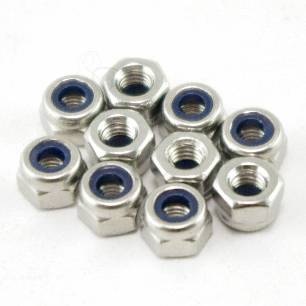 (50) Metric M6 304 Stainless Steel Hex Head Nylon Insert Lock Jam Stop Nuts