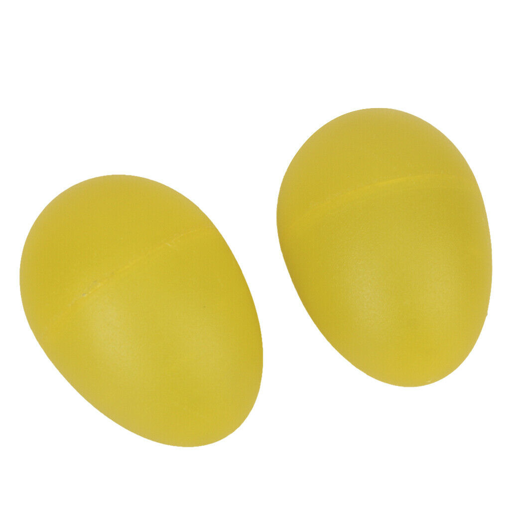 1 Pair Plastic Percussion Musical Egg Maracas Shakers - Lemon Yellow