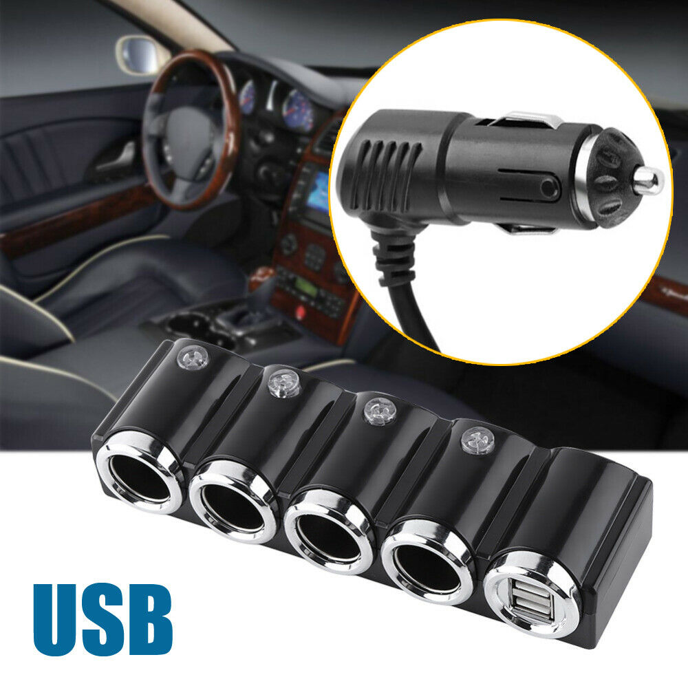 4 Way Auto Car Lighter Multi Socket Splitter Charger DC 12V 2 USB Port