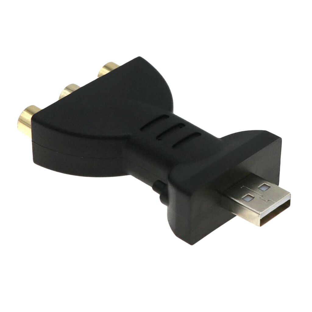 USB Male To 3 RCA Audio Video Adapter AV Converter Cable Cord HDTV Black