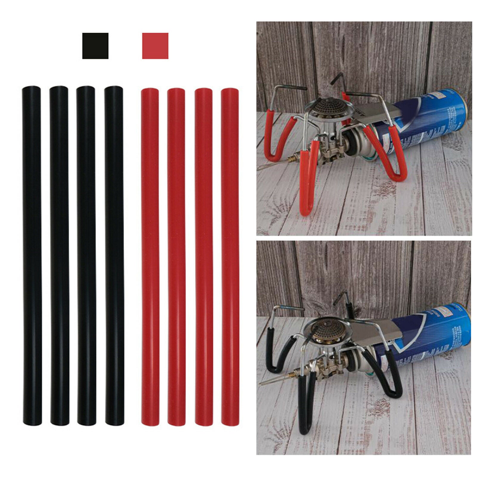 4x Camping Stove Bracket Cover BBQ Protective Pipe Heat Resistant Tube Black