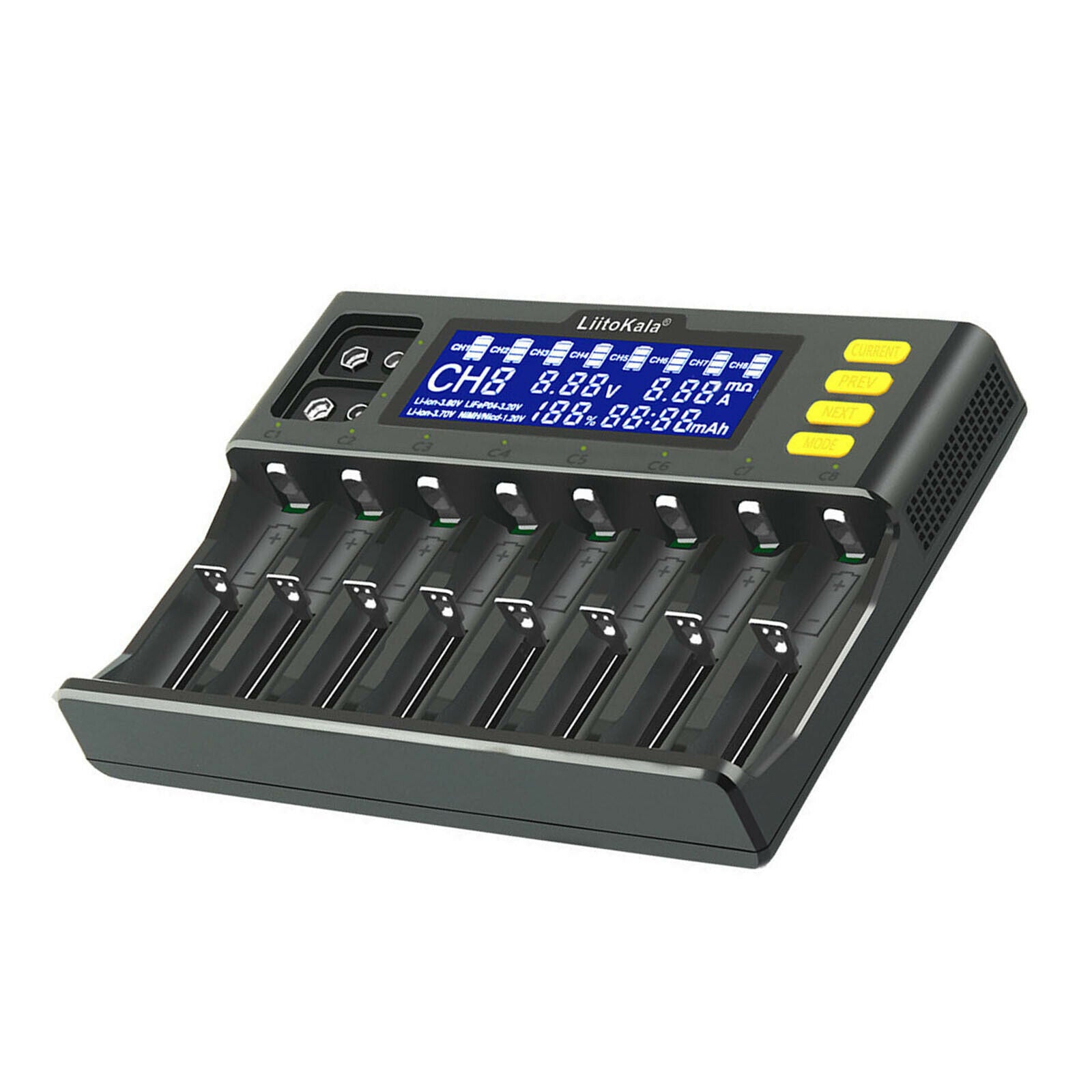 8 Bay Smart Battery Charger 2A 9V Li-8.4V Fit for Universal 20650 AA C SC