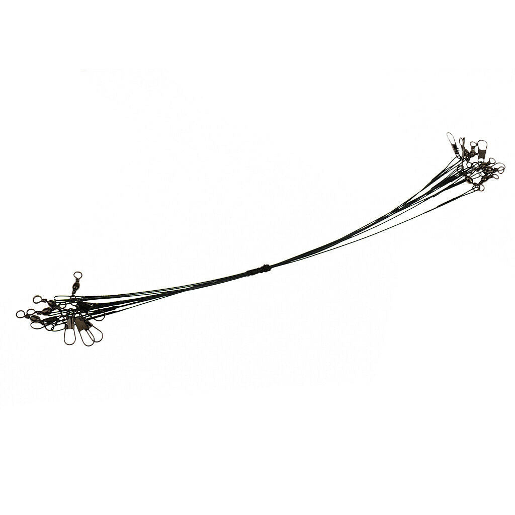 Pro Anti-Bite Stainless Steel Fishing Wire Trace Lures Leader - Blcack 20cm