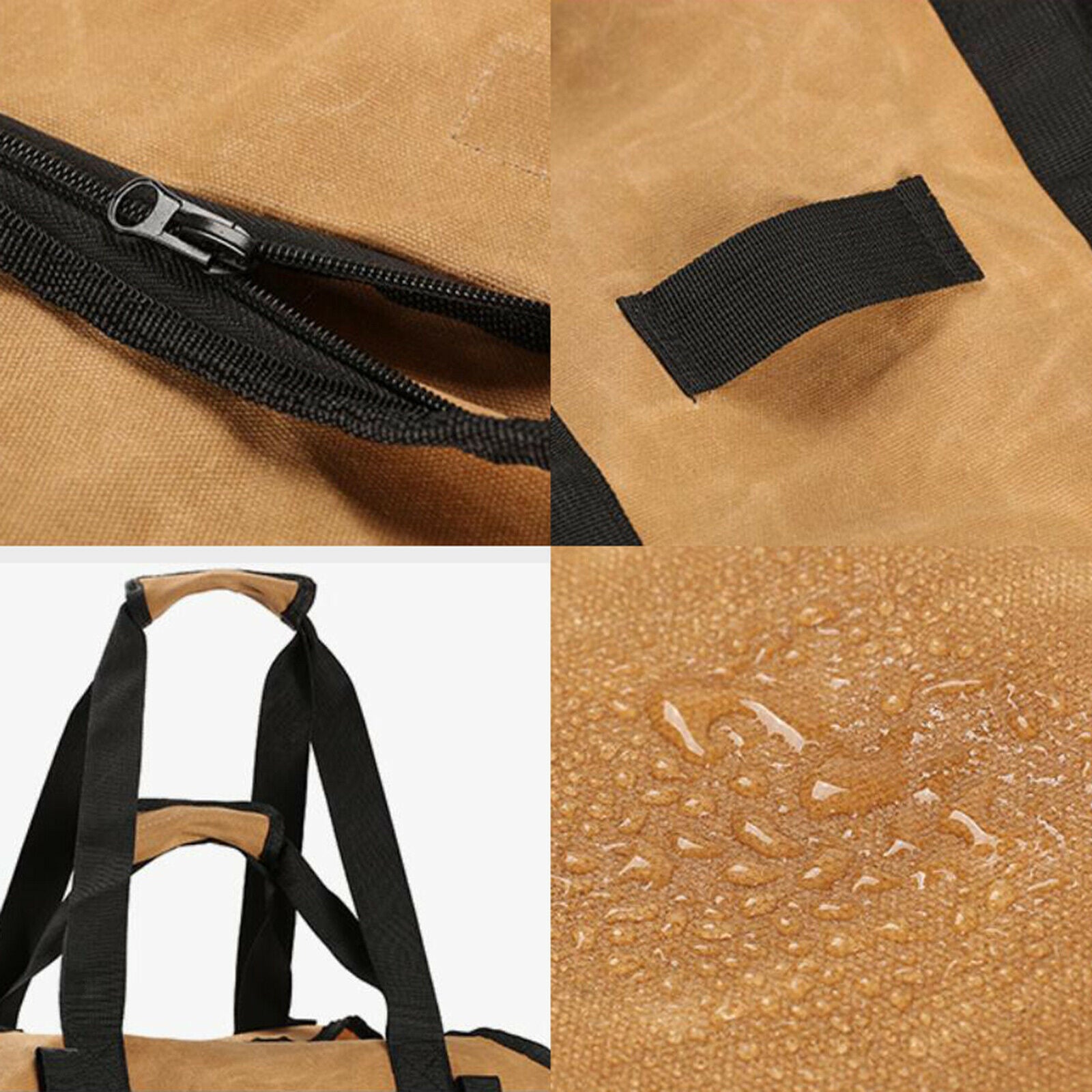 Large Durable Firewood Bag Log Carrier Tote Rack Wood Fireplace Stove Tool