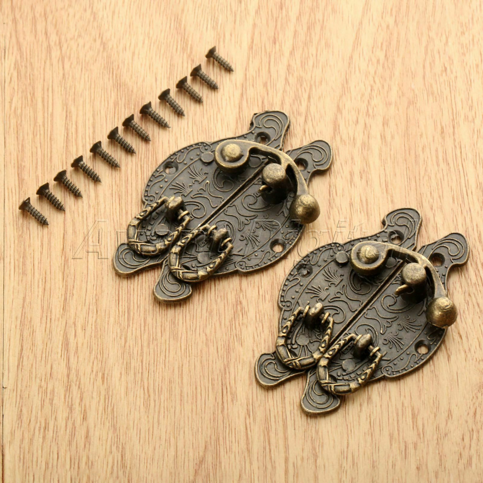 2x Metal Toolbox Cabinet Jewelry Gift Wood Box Latch Clasps Hasps Latch Hardware