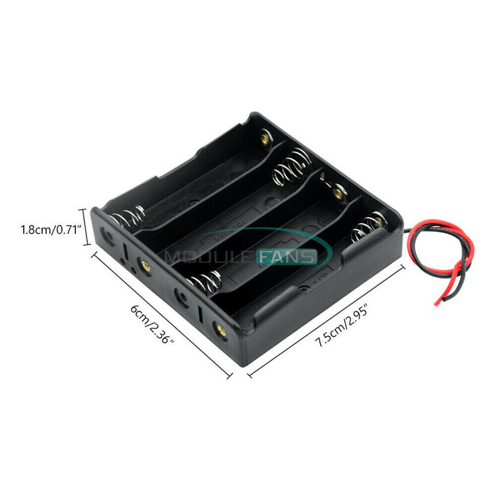 4X 18650 Battery ABS Power Bank Cases Holder Storage Box + Leads
