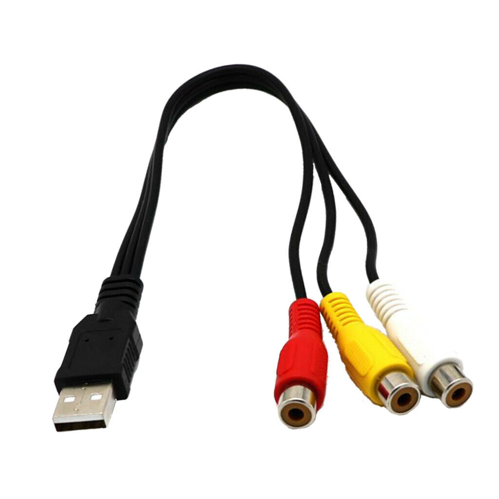 USB Male to 3 RCA Female Video Cord Converter Adapter Wire Cable For HD TV