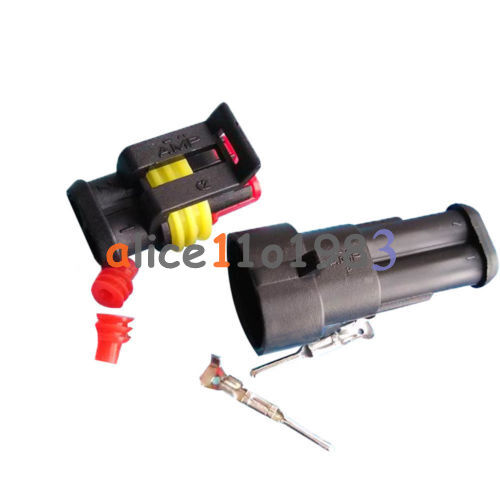 1 Set Waterproof 2 Pin Way Sealed Electrical Wire HID Connector Plug For Car