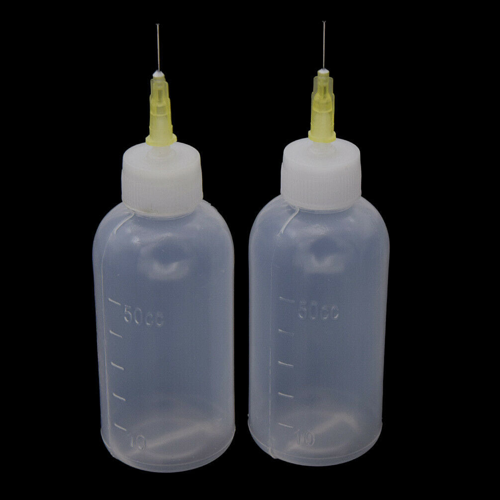 2Pcs 50ml Plastic Dispensing Bottle Squeezing with Needle Dispenser Soldering