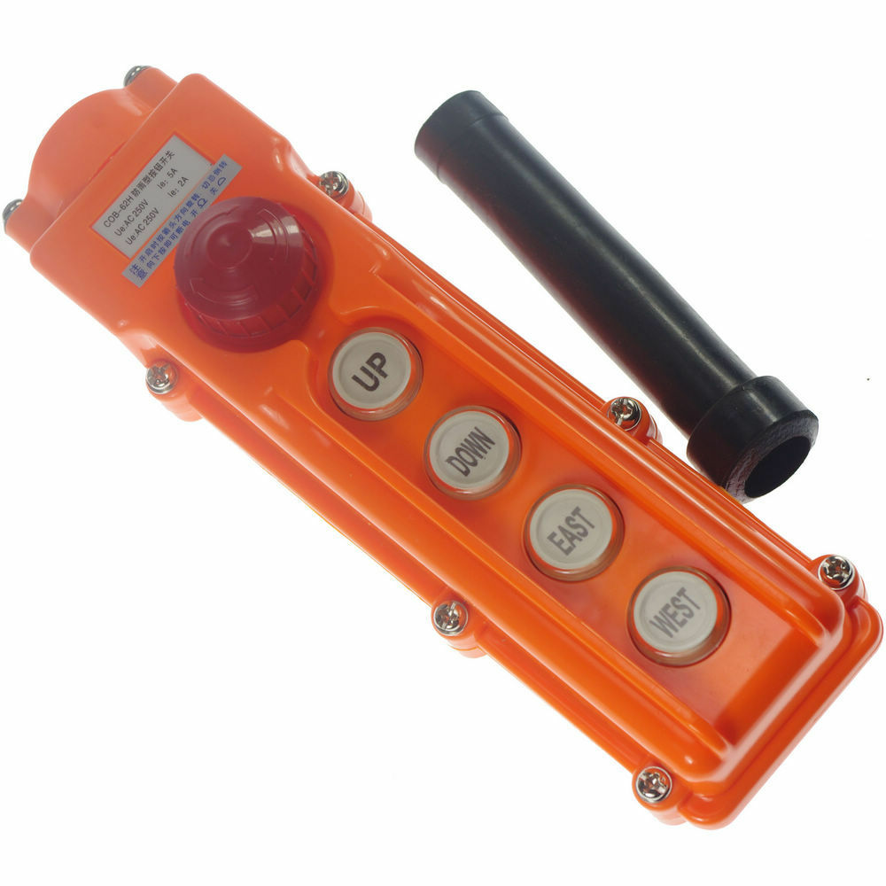 (1)For Hoist Crane Pendant Control Station Push Button Switch Rainproof COB-62H