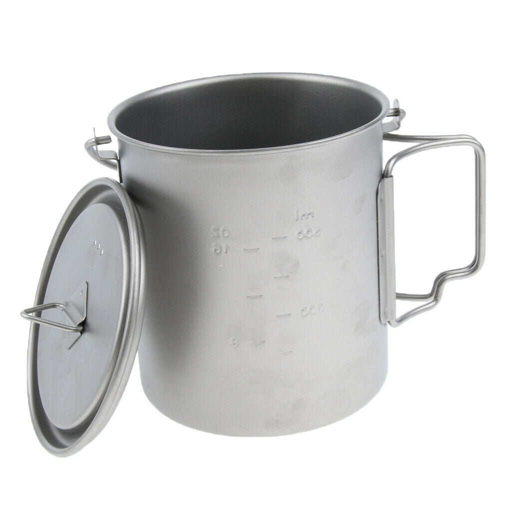 750ml Portable Camping Pot Hiking Backpacking Hanging Stockpot Soup Pot