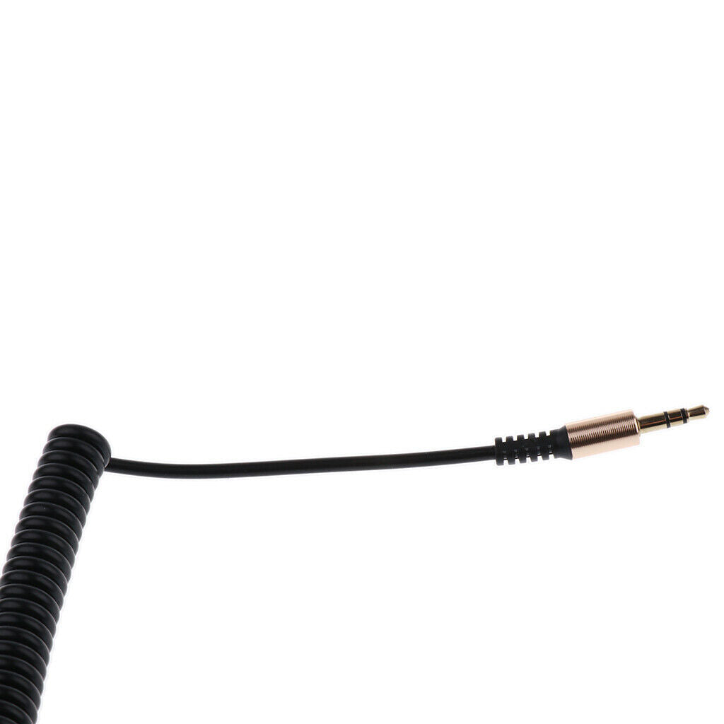 (1/8") Male-Male Coiled Audio Cable Wire For Headphone Audio Cable Black