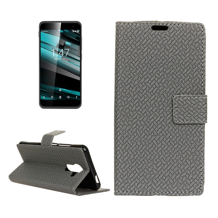 For Vodafone Smart Platinum 7 Weaving Texture Horizontal Flip PU Leather Case with Magnetic Buckle & Holder & Card Slots & Wallet & Photo Frame