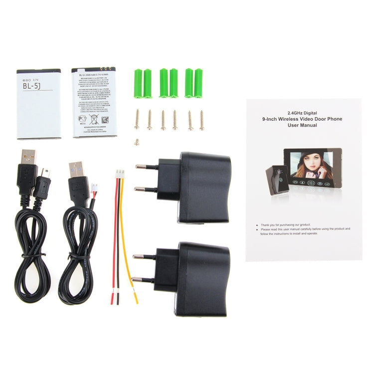 TS-WP908 9.0 inch TFT 2.4GHz Digital Wireless Video Door Phone, Support Night Vision / Monitor / Unlock / Photo
