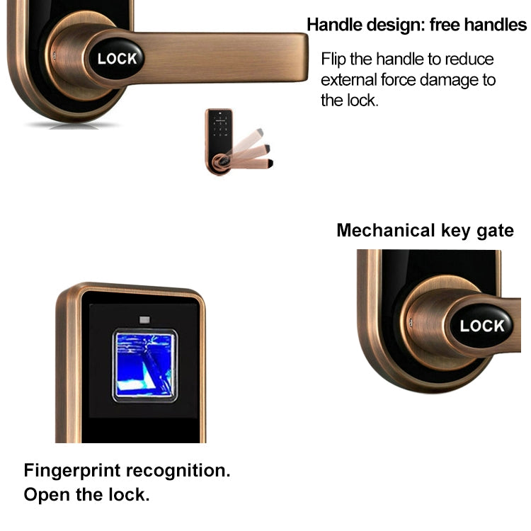 OS8818F Optical Fingerprint Door Lock, Replaceable Ball Lock, Zinc Alloy Material, with Mechanism Keys