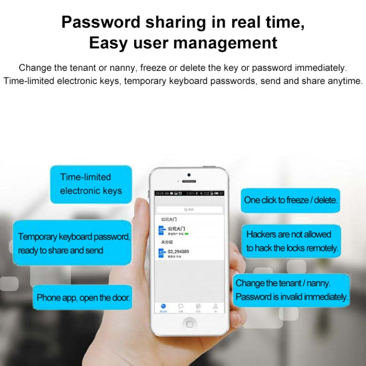 OS8816BLE Bluetooth Smart Door Lock, Mobile Phone APP Remote Unlock, Zinc Alloy Material, with Mechanism Keys