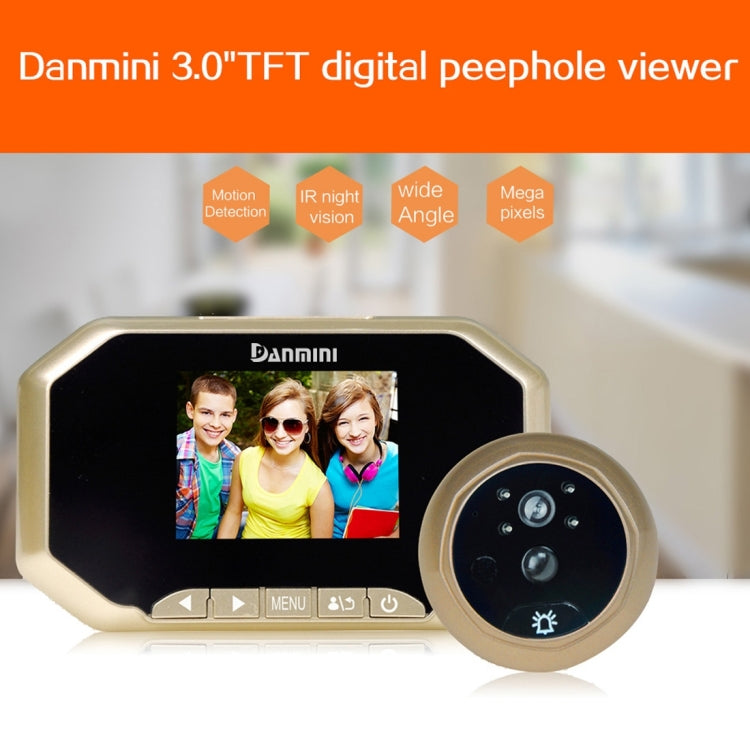 Danmini YB-30AHD-M 3.0 inch Screen 2.0MP Security Camera Disturb Peephole Viewer, Support TF Card / Night Vision / PIR Motion Detection / Video Recording