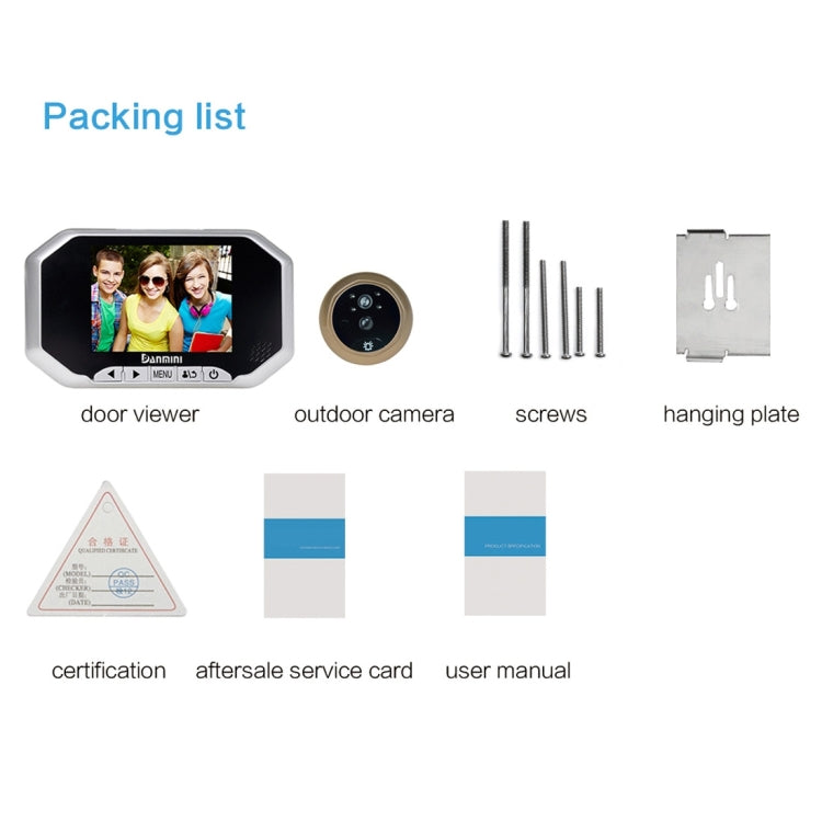 Danmini YB-30AHD-M 3.0 inch Screen 2.0MP Security Camera Disturb Peephole Viewer, Support TF Card / Night Vision / PIR Motion Detection / Video Recording