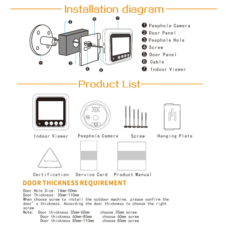 Danmini Q5 PIR 2.4 inch Screen 2.0MP Security Camera No Disturb Peephole Viewer, Support TF Card / Night Vision / PIR Motion Detection / Body Sensor / Video Recording