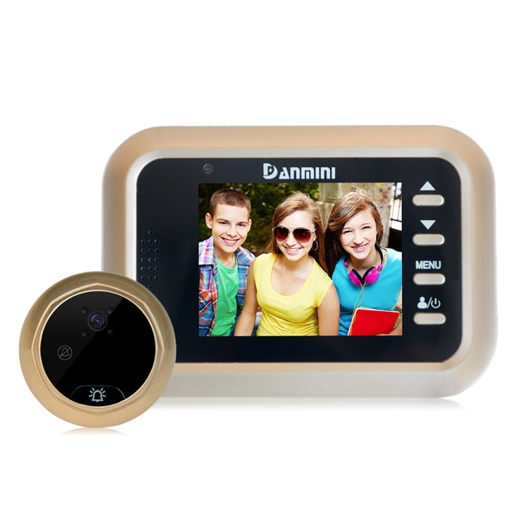 Danmini W8 2.4 inch Color Screen 1.0MP Security Camera No Disturb Peephole Viewer, Support TF Card (32GB Max) / Night Vision(Gold)