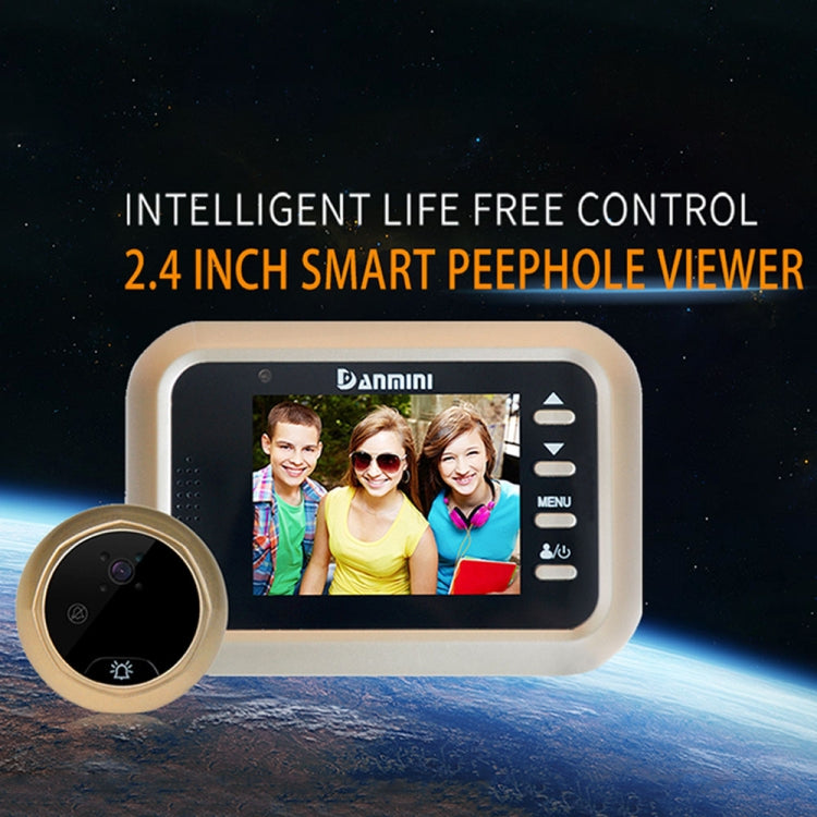 Danmini W8 2.4 inch Color Screen 1.0MP Security Camera No Disturb Peephole Viewer, Support TF Card (32GB Max) / Night Vision(Gold)