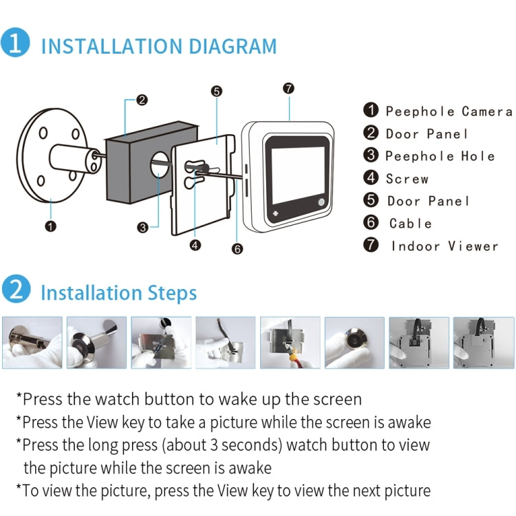 X5 2.4 inch Screen 2.0MP Security Camera No Disturb Peephole Viewer, Support TF Card