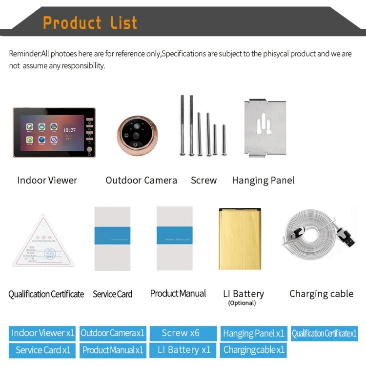 Danmini 45CHD-M 4.5 inch Screen 3.0MP Security Camera No Disturb Peephole Viewer, Support TF Card / Night Vision / Video Recording / Motion Detection
