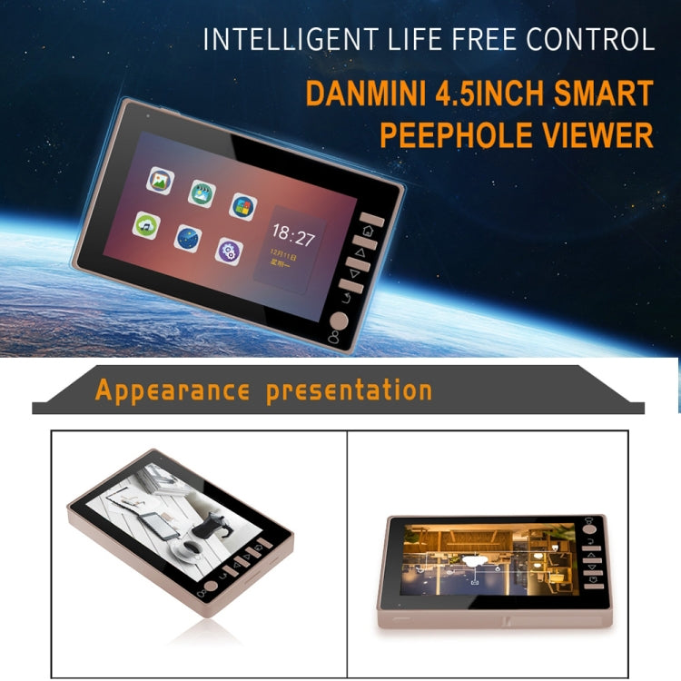 Danmini 45CHD-M 4.5 inch Screen 3.0MP Security Camera No Disturb Peephole Viewer, Support TF Card / Night Vision / Video Recording / Motion Detection