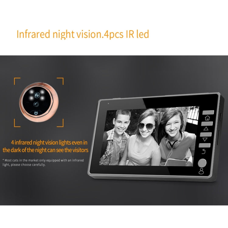 Danmini 45CHD-M 4.5 inch Screen 3.0MP Security Camera No Disturb Peephole Viewer, Support TF Card / Night Vision / Video Recording / Motion Detection