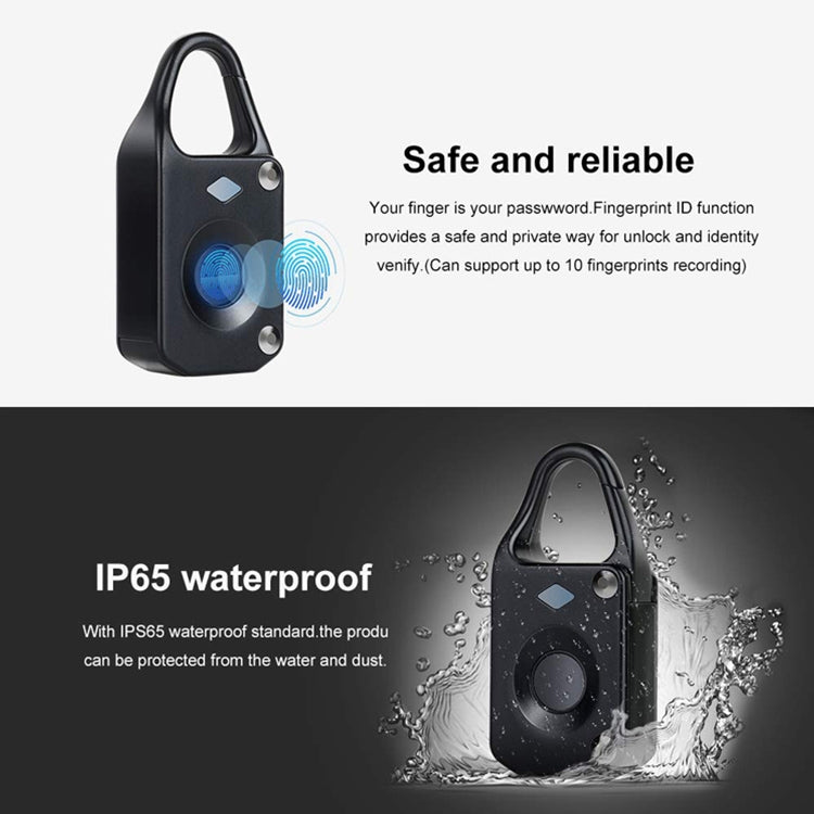 USB Charging Anti-theft Electronic Smart Fingerprint Lock, Support up to 10 Fingerprints Memory