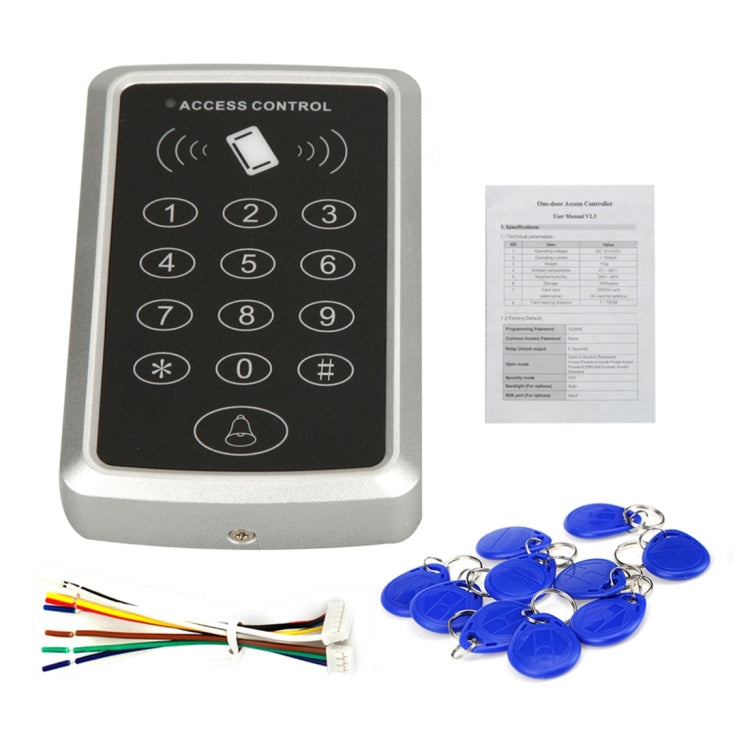 X3 RFID Single Door Access Control System with Keypad & 10 ID Card Token Keyfobs, Support Password & EM Card Reader
