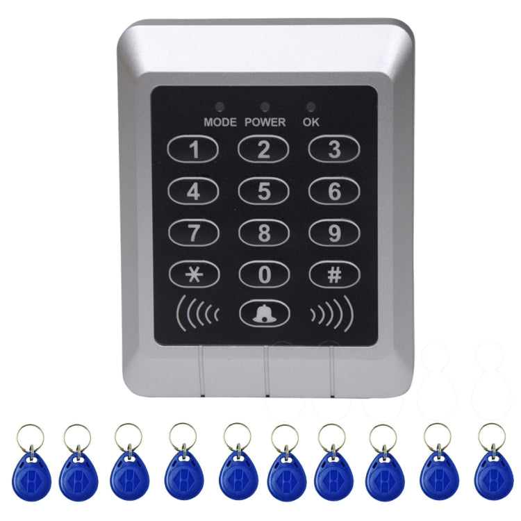 X4 RFID Single Door Access Control System with Keypad & 10 ID Card Token Keyfobs, Support Password & EM / IC Card Reader