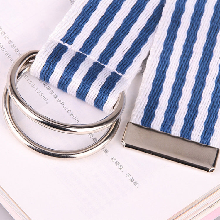 5 PCS Women New Style Fashion Double Ring Buckle Casual Canvas Stripes Belt Decorative Strap, Total Length: about 126cm, Width: 3.8cm