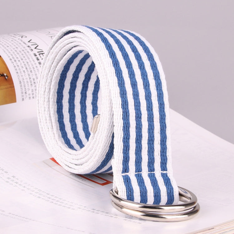 5 PCS Women New Style Fashion Double Ring Buckle Casual Canvas Stripes Belt Decorative Strap, Total Length: about 126cm, Width: 3.8cm