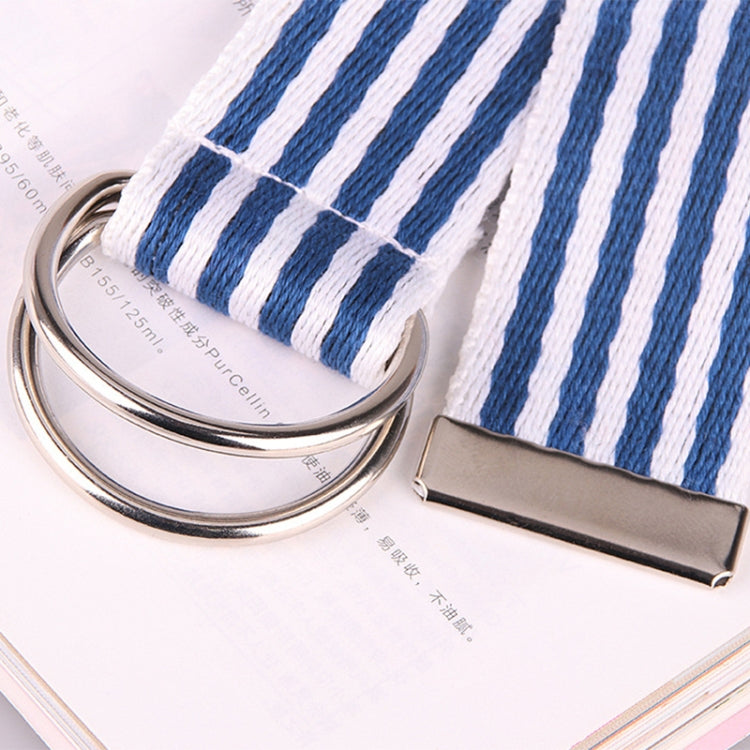 5 PCS Women New Style Fashion Double Ring Buckle Casual Canvas Stripes Belt Decorative Strap, Total Length: about 126cm, Width: 3.8cm