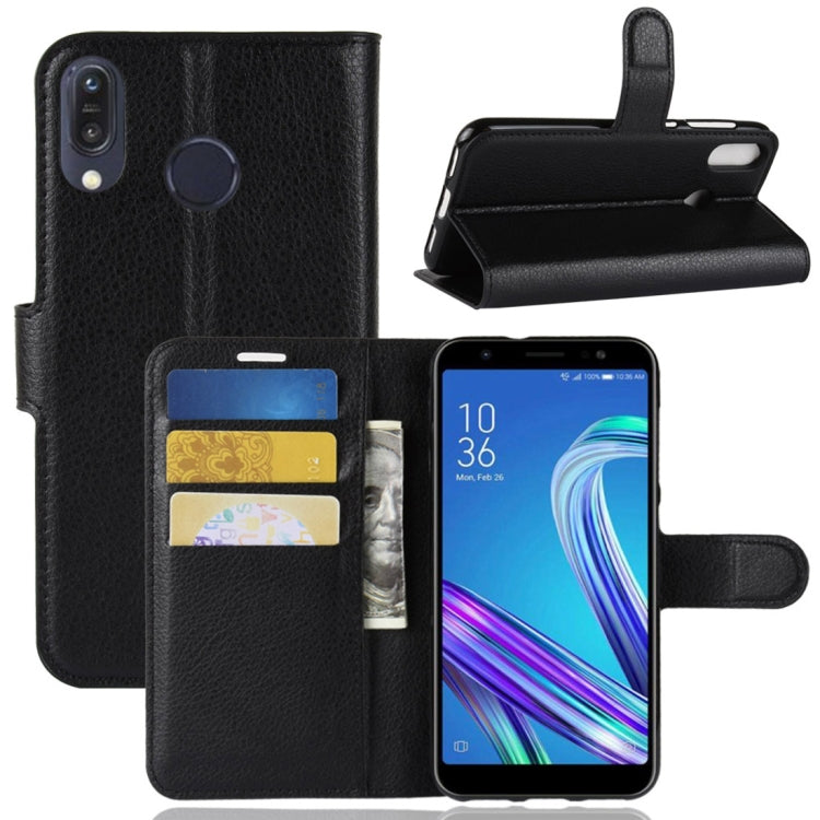 For Asus Zenfone Max (M1) ZB555KL Litchi Texture Horizontal Flip Leather Case with Wallet & Holder & Card Slots