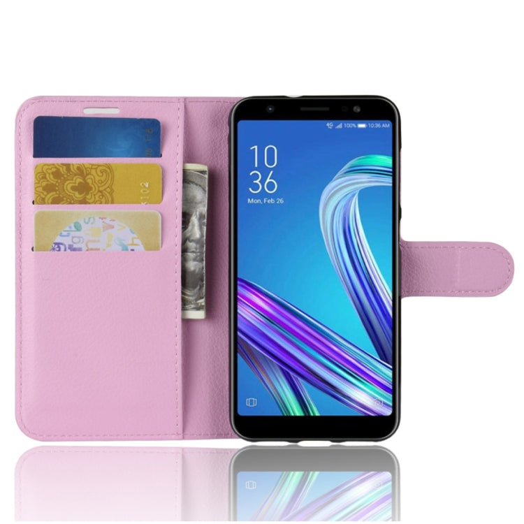 For Asus Zenfone Max (M1) ZB555KL Litchi Texture Horizontal Flip Leather Case with Wallet & Holder & Card Slots