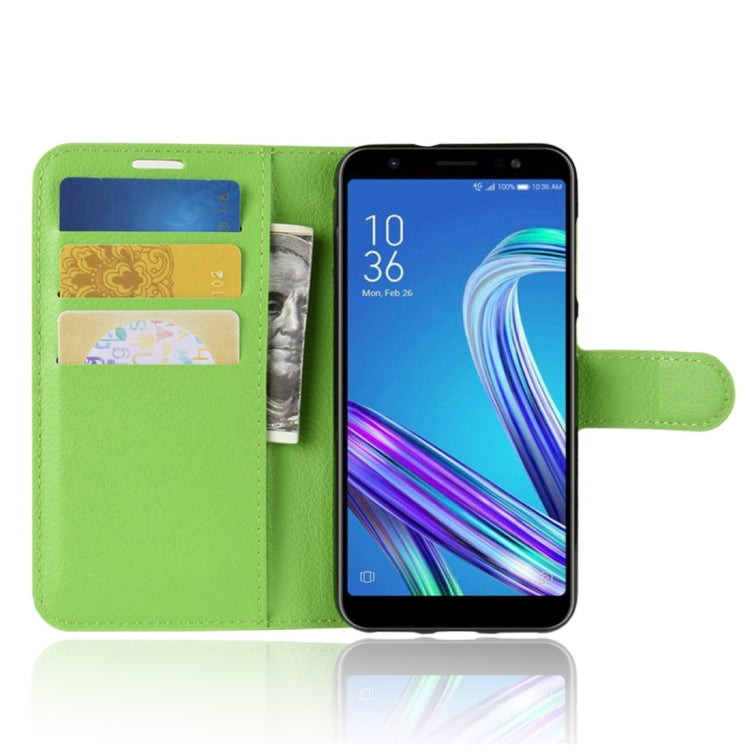 For Asus Zenfone Max (M1) ZB555KL Litchi Texture Horizontal Flip Leather Case with Wallet & Holder & Card Slots