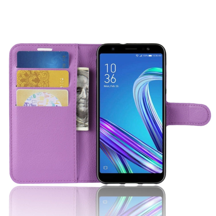 For Asus Zenfone Max (M1) ZB555KL Litchi Texture Horizontal Flip Leather Case with Wallet & Holder & Card Slots