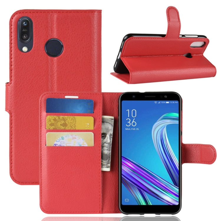 For Asus Zenfone Max (M1) ZB555KL Litchi Texture Horizontal Flip Leather Case with Wallet & Holder & Card Slots