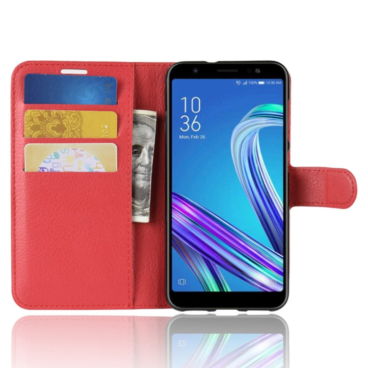 For Asus Zenfone Max (M1) ZB555KL Litchi Texture Horizontal Flip Leather Case with Wallet & Holder & Card Slots
