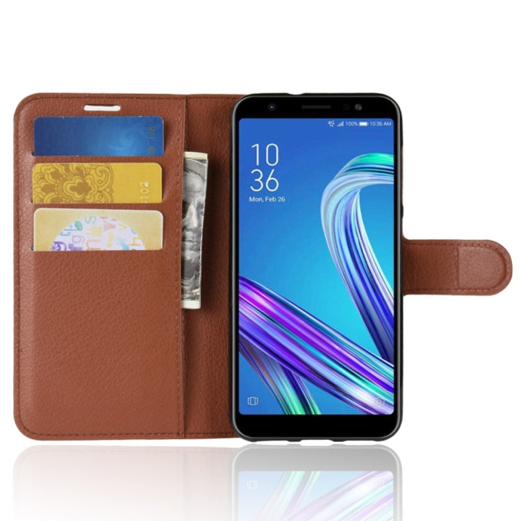 For Asus Zenfone Max (M1) ZB555KL Litchi Texture Horizontal Flip Leather Case with Wallet & Holder & Card Slots