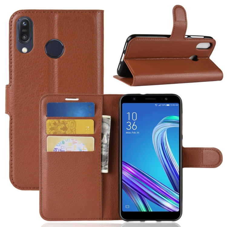 For Asus Zenfone Max (M1) ZB555KL Litchi Texture Horizontal Flip Leather Case with Wallet & Holder & Card Slots